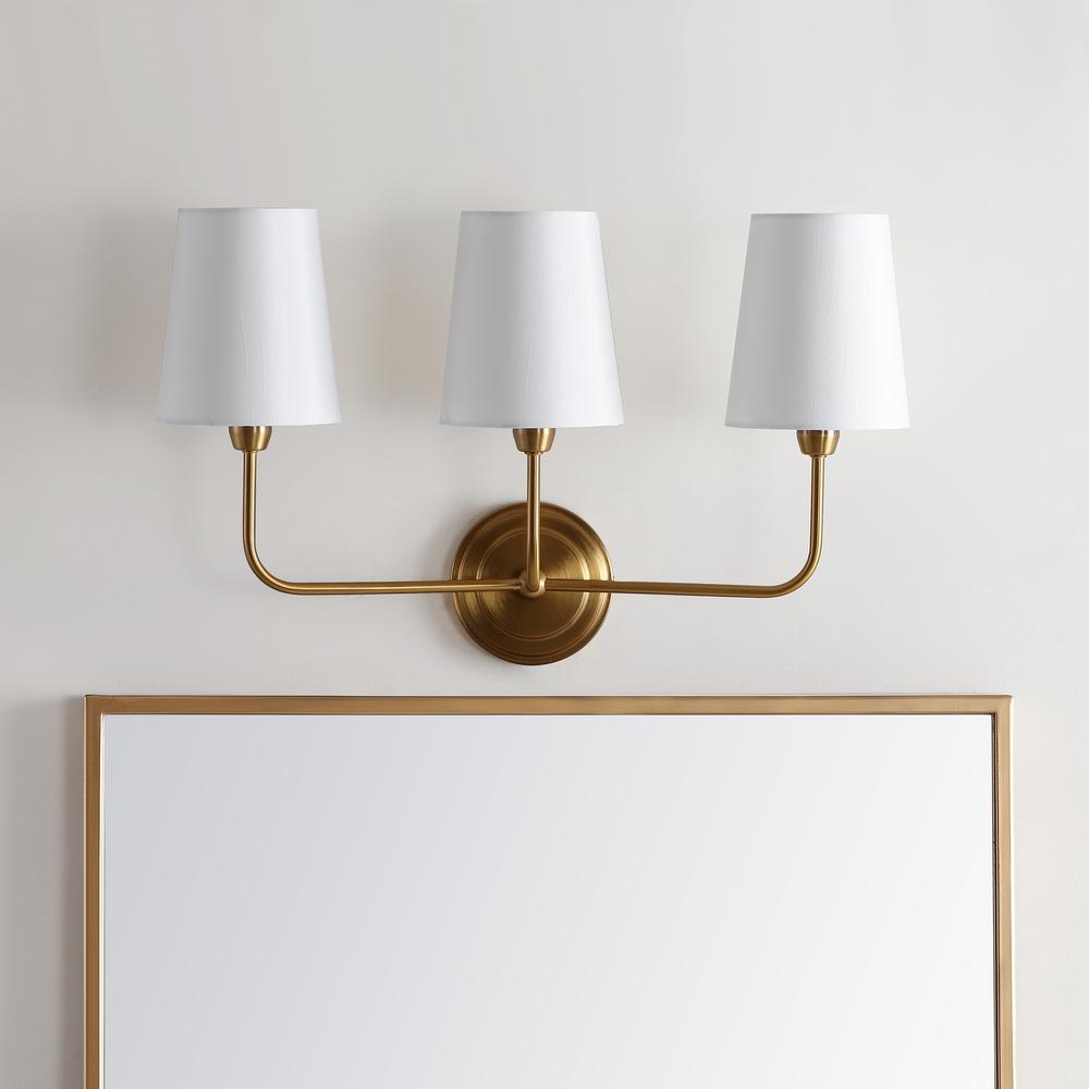 Sawyer Three Light Wall Sconce, Brass Gold. Picture 1