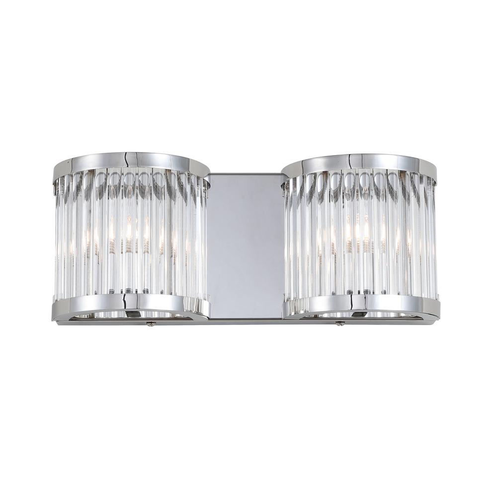 Karter Two Light Wall Sconce, Chrome/Clear. Picture 4
