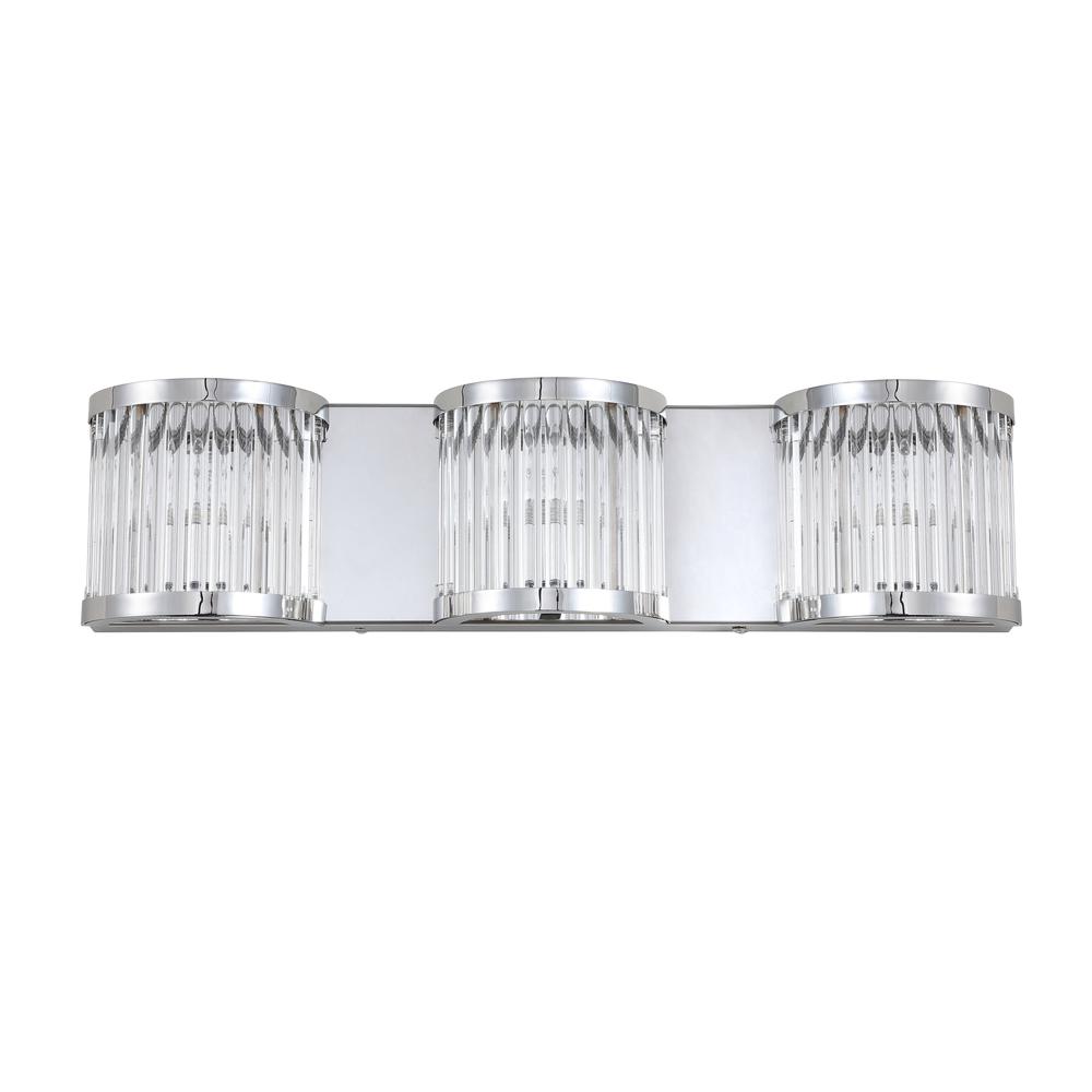 Maverick Three Light Wall Sconce, Chrome/Clear. Picture 2