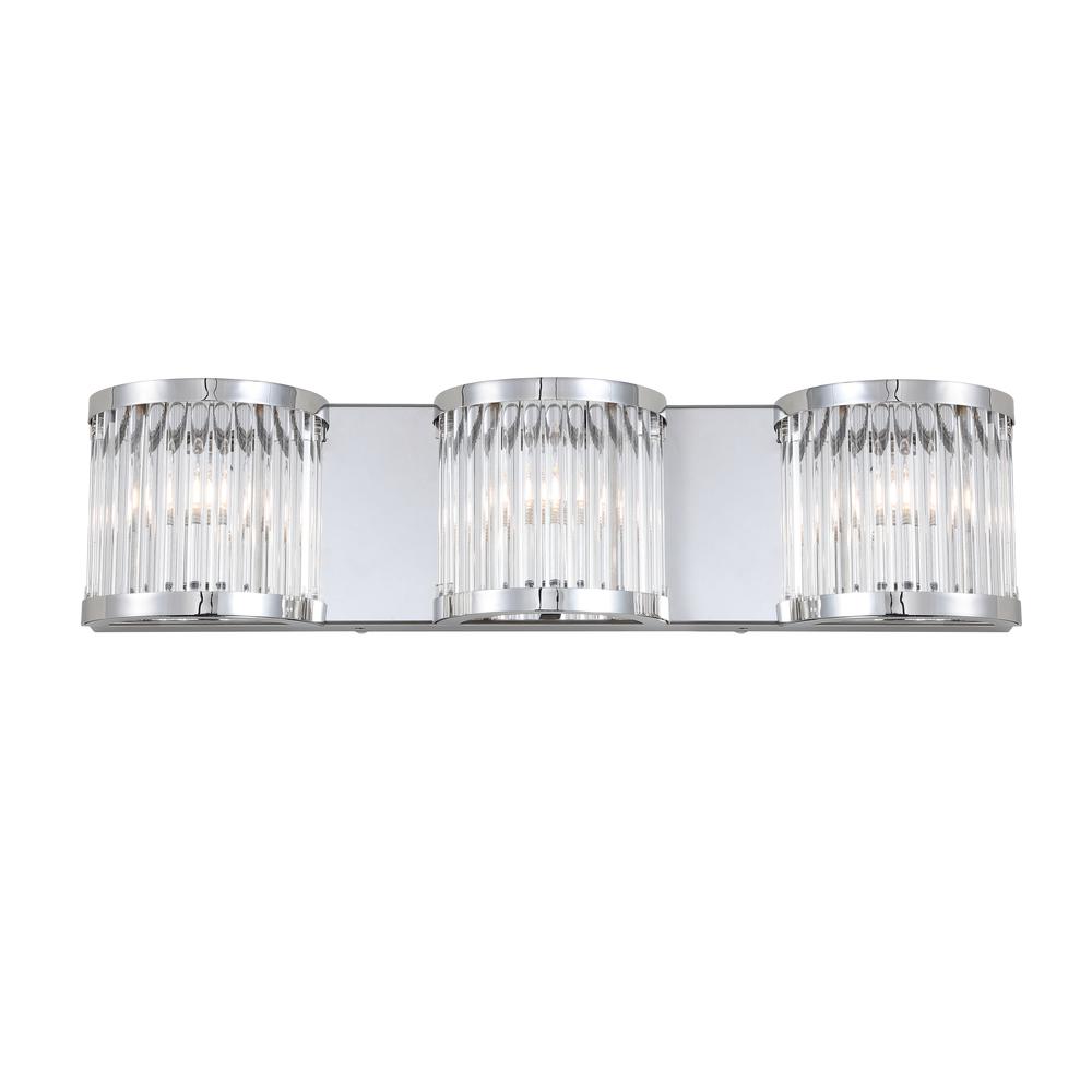 Maverick Three Light Wall Sconce, Chrome/Clear. Picture 4