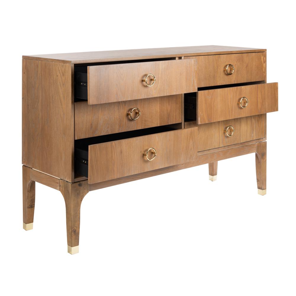 Lorna 6 Drawer Contemporary Dresser, Rustic Oak. Picture 8