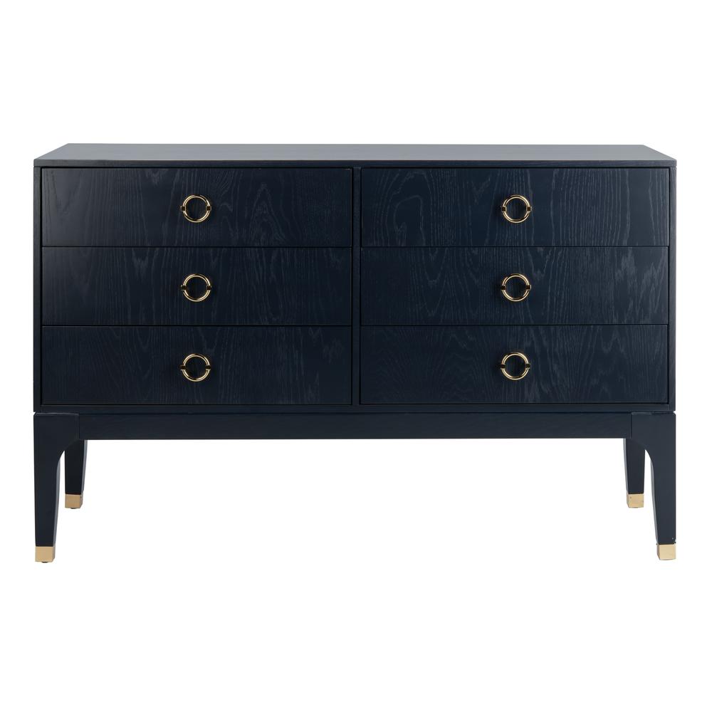 Lorna 6 Drawer Contemporary Dresser, Navy. Picture 1