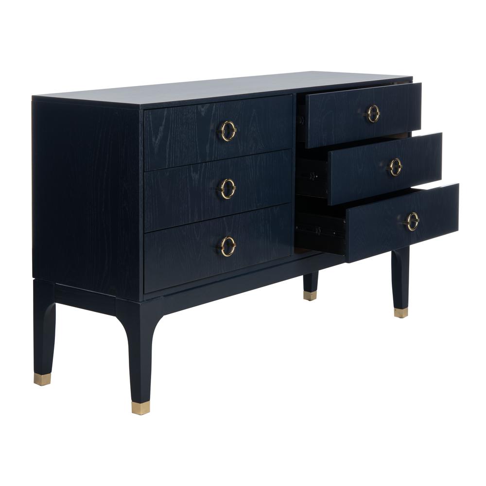 Lorna 6 Drawer Contemporary Dresser, Navy. Picture 10