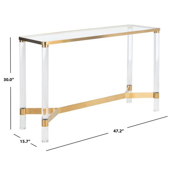 SUZANNA ACRYLIC CONSOLE TABLE, Brass. Picture 2