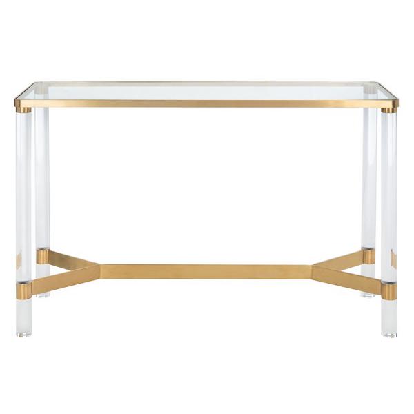 SUZANNA ACRYLIC CONSOLE TABLE, Brass. Picture 1