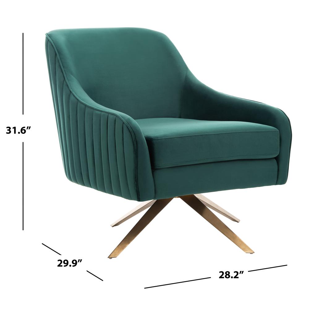 Leyla Channeled Velvet Accent Chair, Emerald. Picture 6