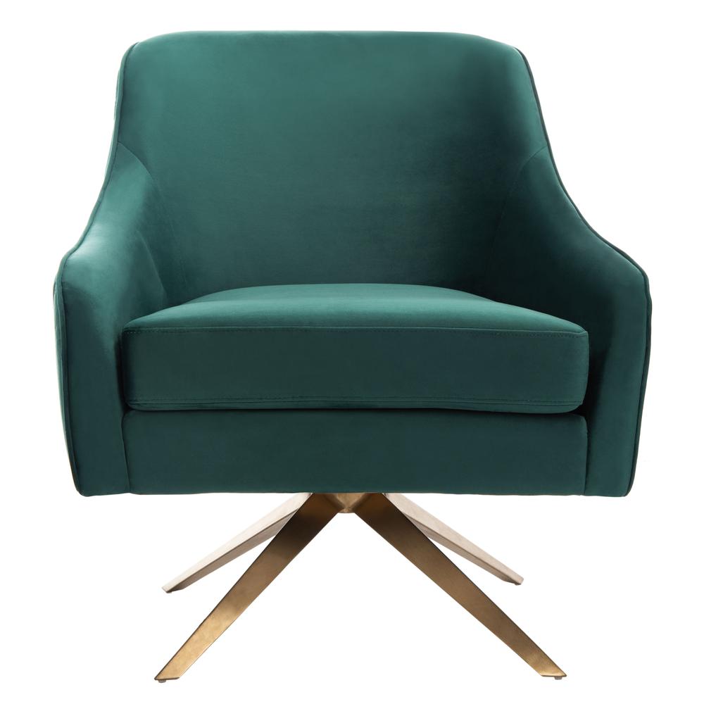 Leyla Channeled Velvet Accent Chair, Emerald. Picture 1