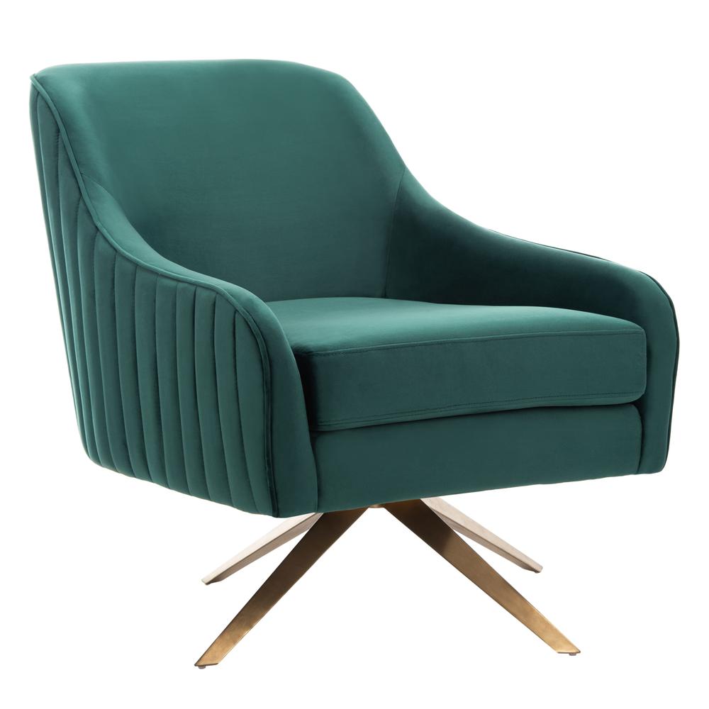 Leyla Channeled Velvet Accent Chair, Emerald. Picture 9
