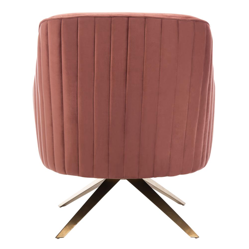 Leyla Channeled Velvet Accent Chair, Dusty Rose. Picture 3