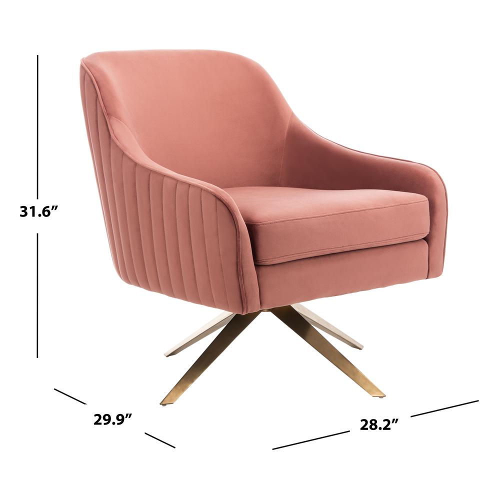 Leyla Channeled Velvet Accent Chair, Dusty Rose. Picture 6