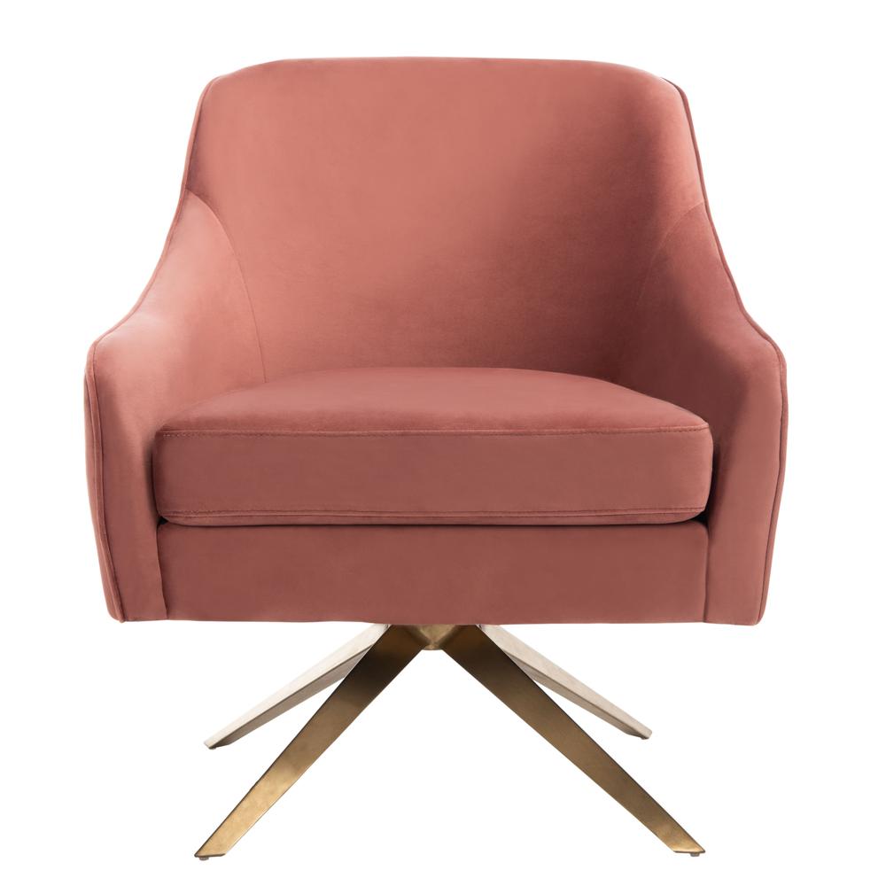 Leyla Channeled Velvet Accent Chair, Dusty Rose. Picture 1