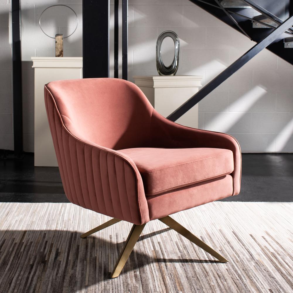 Leyla Channeled Velvet Accent Chair, Dusty Rose. Picture 8