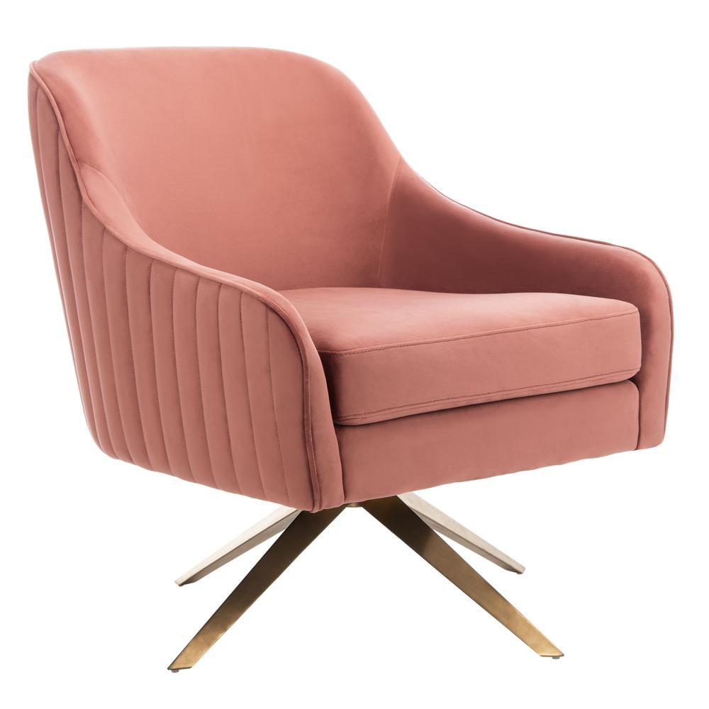 Leyla Channeled Velvet Accent Chair, Dusty Rose. Picture 9
