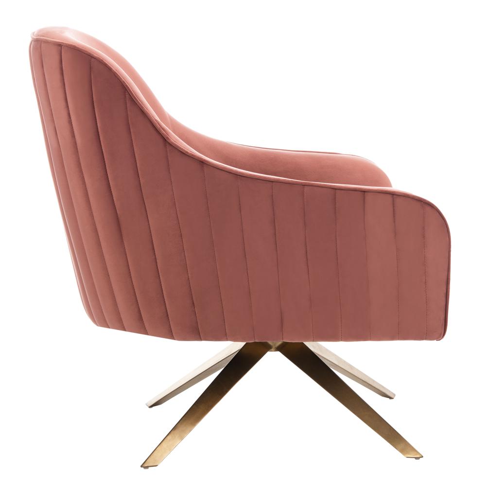 Leyla Channeled Velvet Accent Chair, Dusty Rose. Picture 10