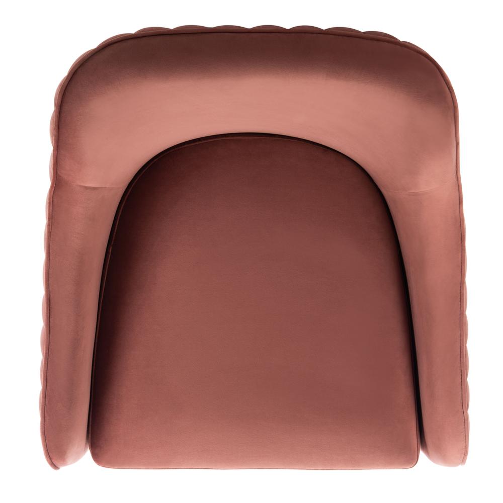 Leyla Channeled Velvet Accent Chair, Dusty Rose. Picture 11