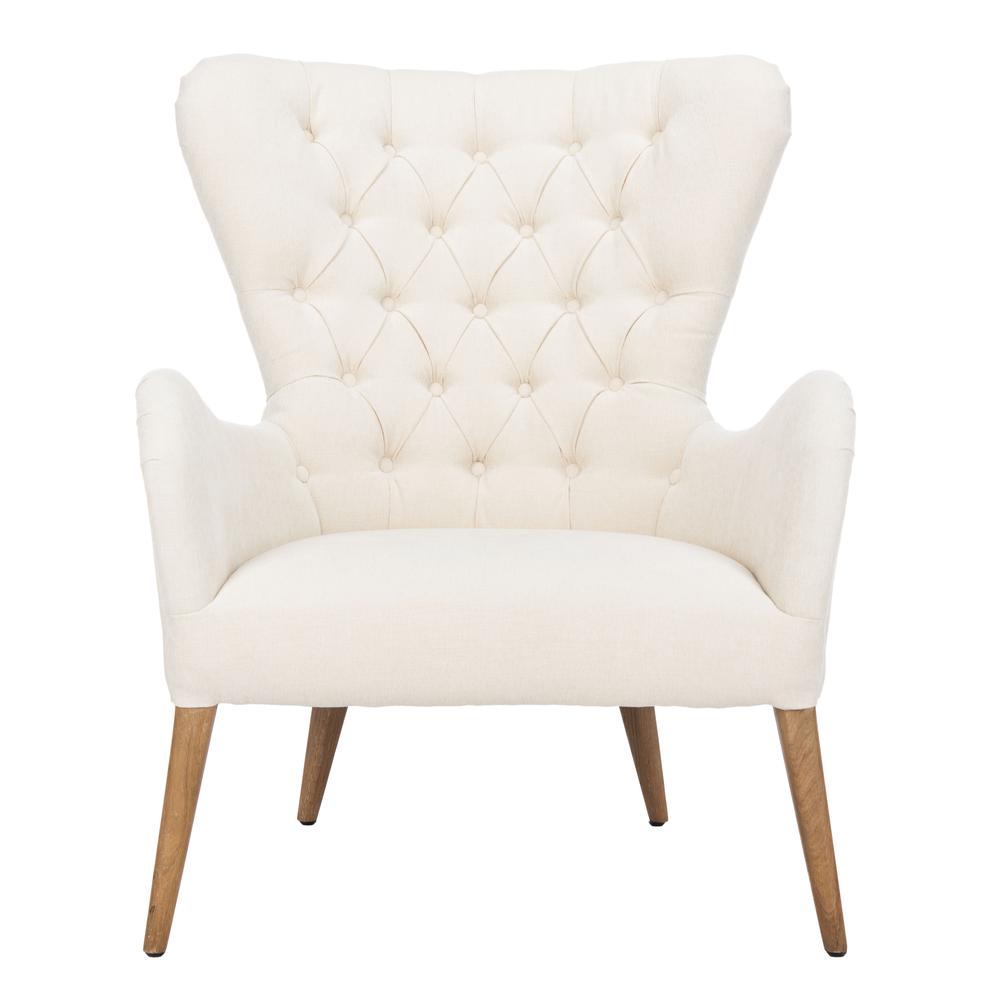 Brayden Contemporary Wingback Chair, Off White. Picture 1
