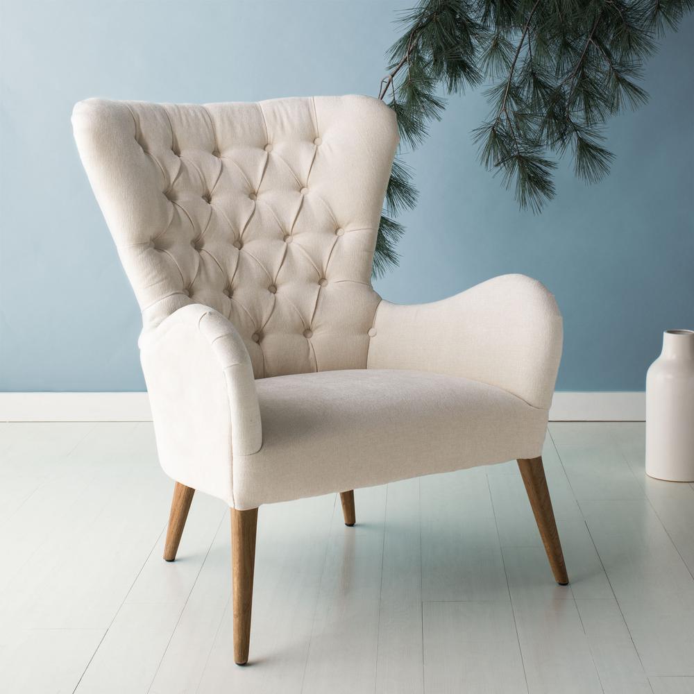 Brayden Contemporary Wingback Chair, Off White. Picture 8