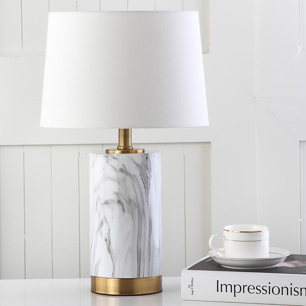 Clarabel Marble 18.25-Inch H Table Lamp, White/Black Marble. Picture 2