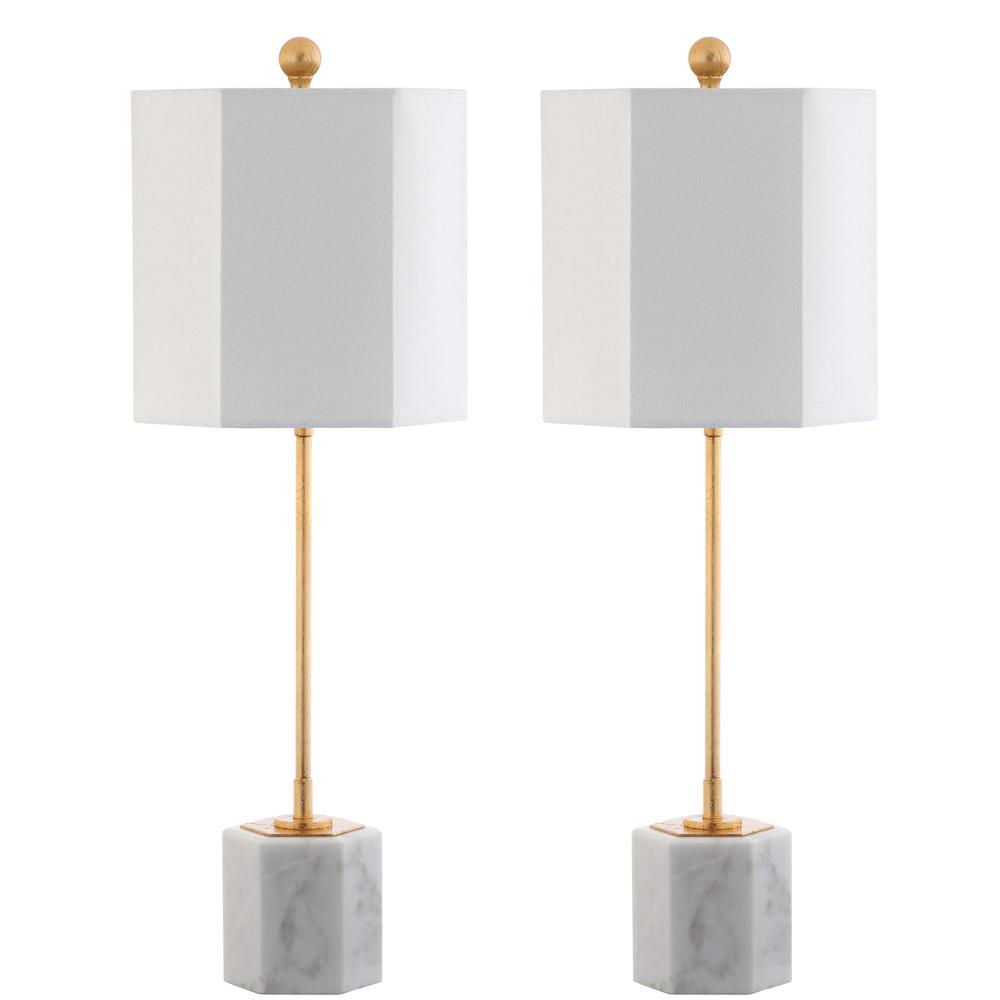 Magdalene Marble Table Lamp, White/Gold Leaf. Picture 1