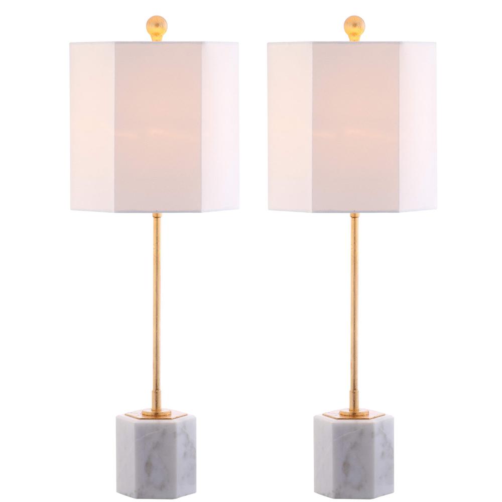 Magdalene Marble Table Lamp, White/Gold Leaf. Picture 2