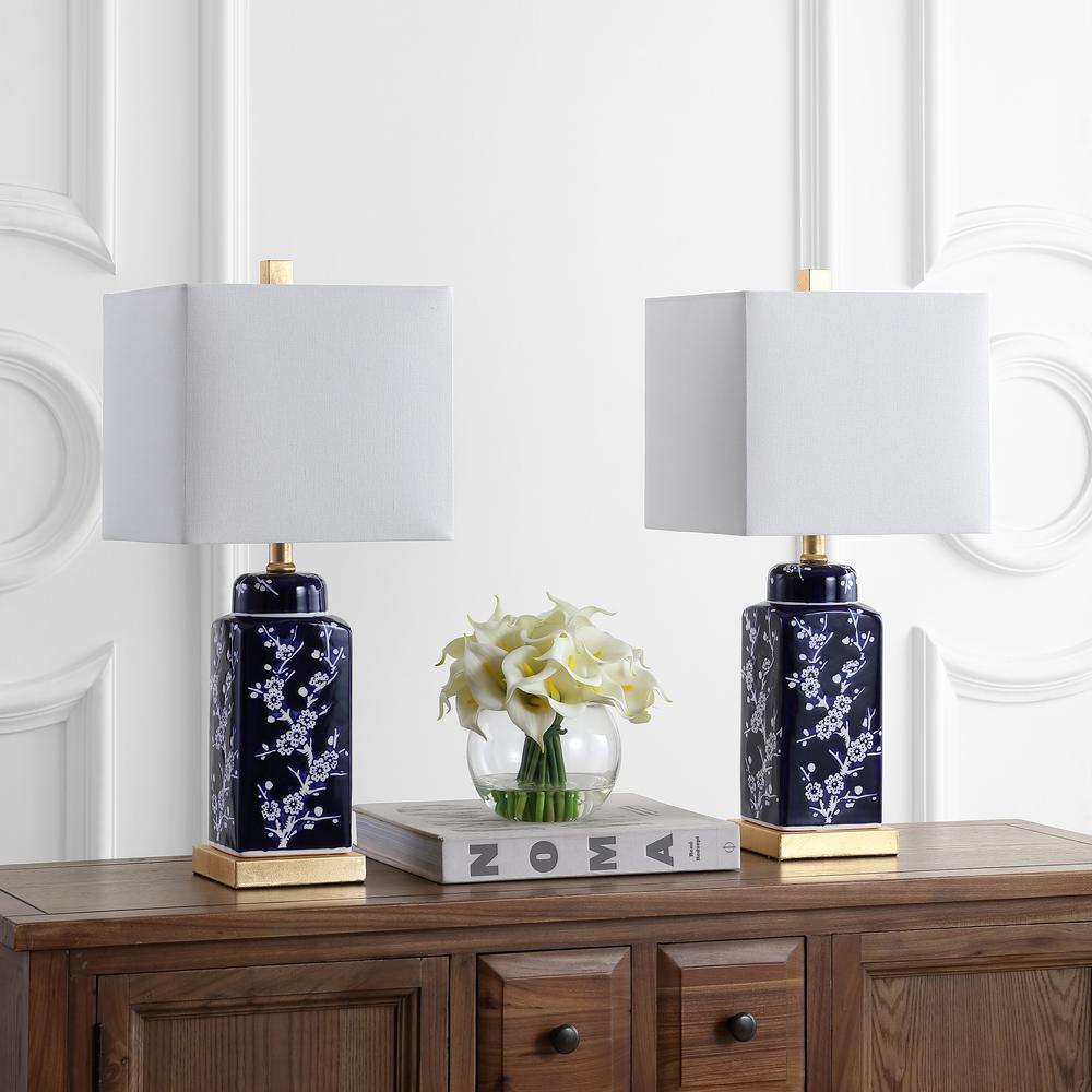 Pilar Table Lamp, Navy/White. Picture 1