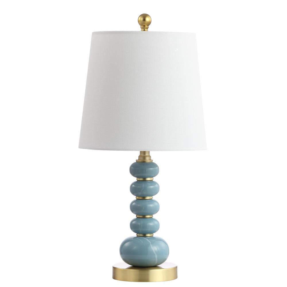 Trace Table Lamp, Light Blue Marble Finish/Brass Gold. Picture 2