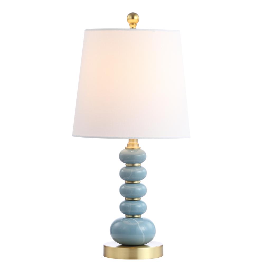 Trace Table Lamp, Light Blue Marble Finish/Brass Gold. Picture 4
