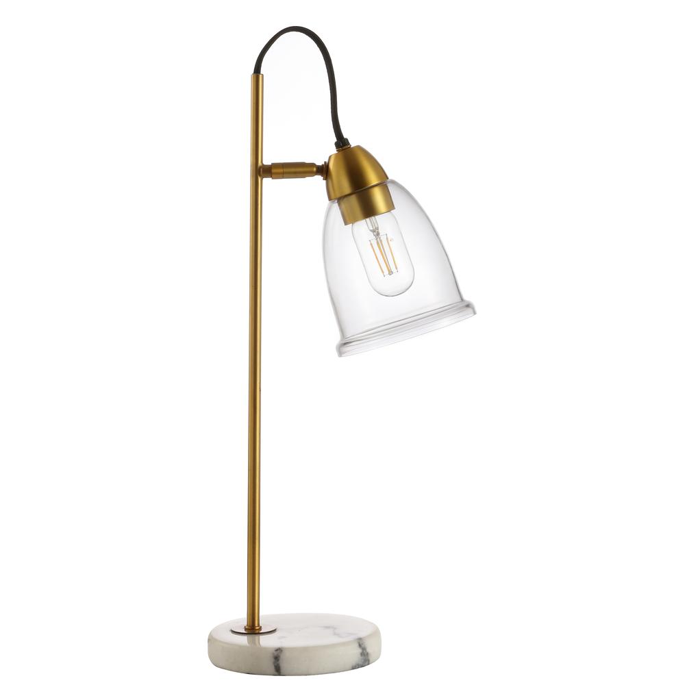 Gibson Table Lamp, White/ Brass Gold/Clear. Picture 2
