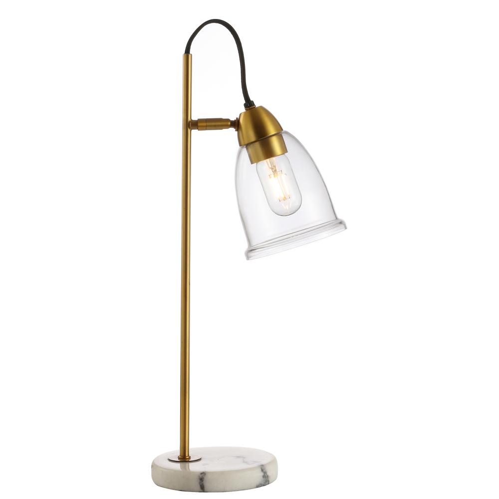 Gibson Table Lamp, White/ Brass Gold/Clear. Picture 4