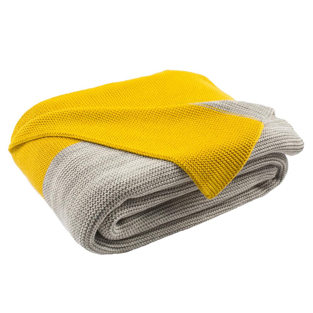 Sun Kissed Knit Throw, Yellow/Light Grey/Natural. Picture 3
