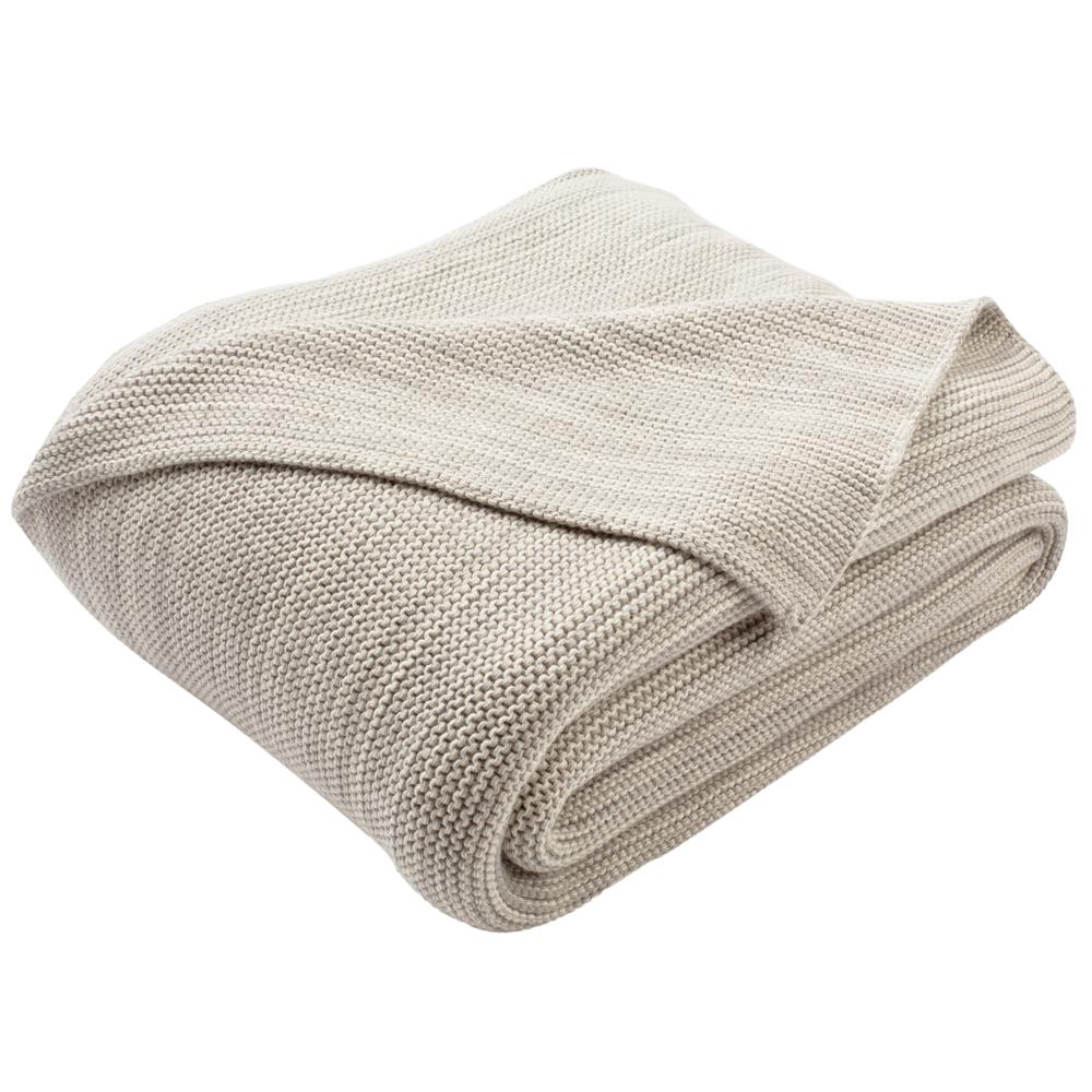 Loveable Knit Throw, Light Grey/Natural. Picture 2