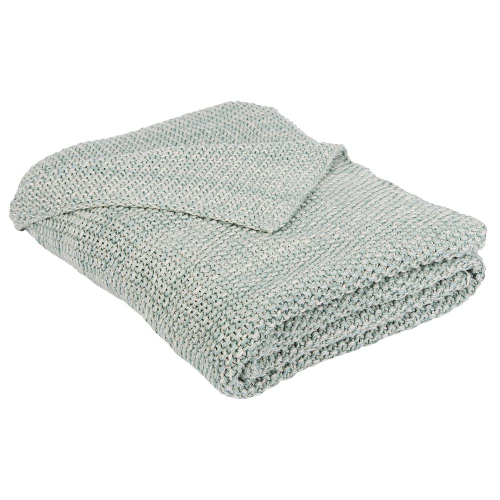 Liliana Knit Throw, Dull Blue/Natural. Picture 1