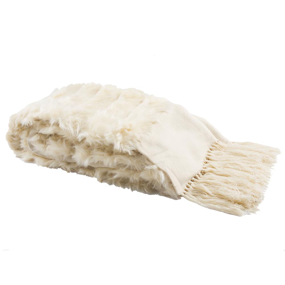 Faux Fur Alexi 20 X 80 Bed Runner, Cream. Picture 2