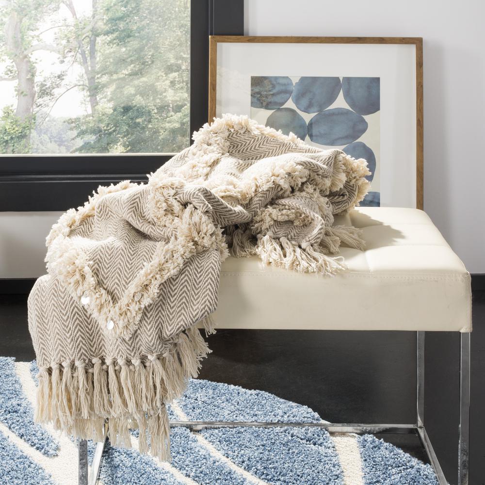 Lachlan Fringe Throw, Beige. Picture 1
