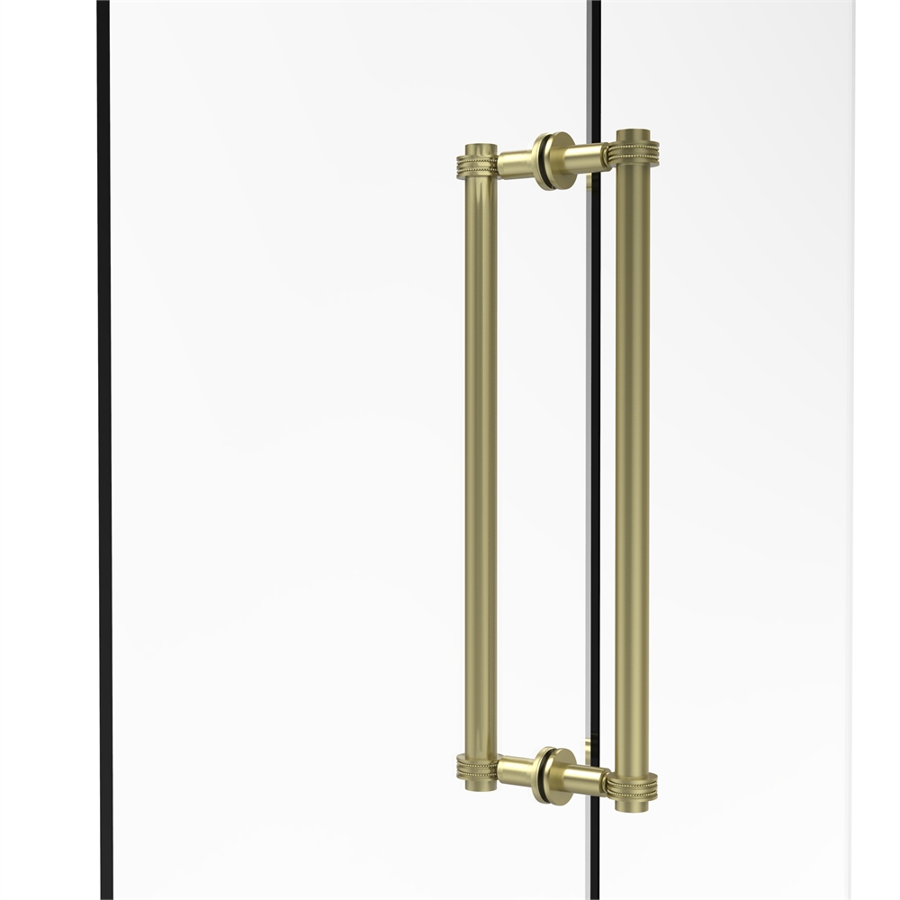 404D18BBSBR Contemporary 18 Inch Back to Back Shower Door Pull with Dotted Accent, Satin Brass