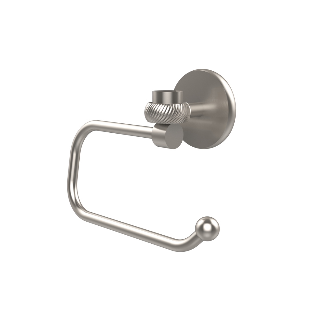 7124ET-SN Satellite Orbit One Collection Euro Style Toilet Tissue Holder with Twisted Accents, Satin Nickel. Picture 1
