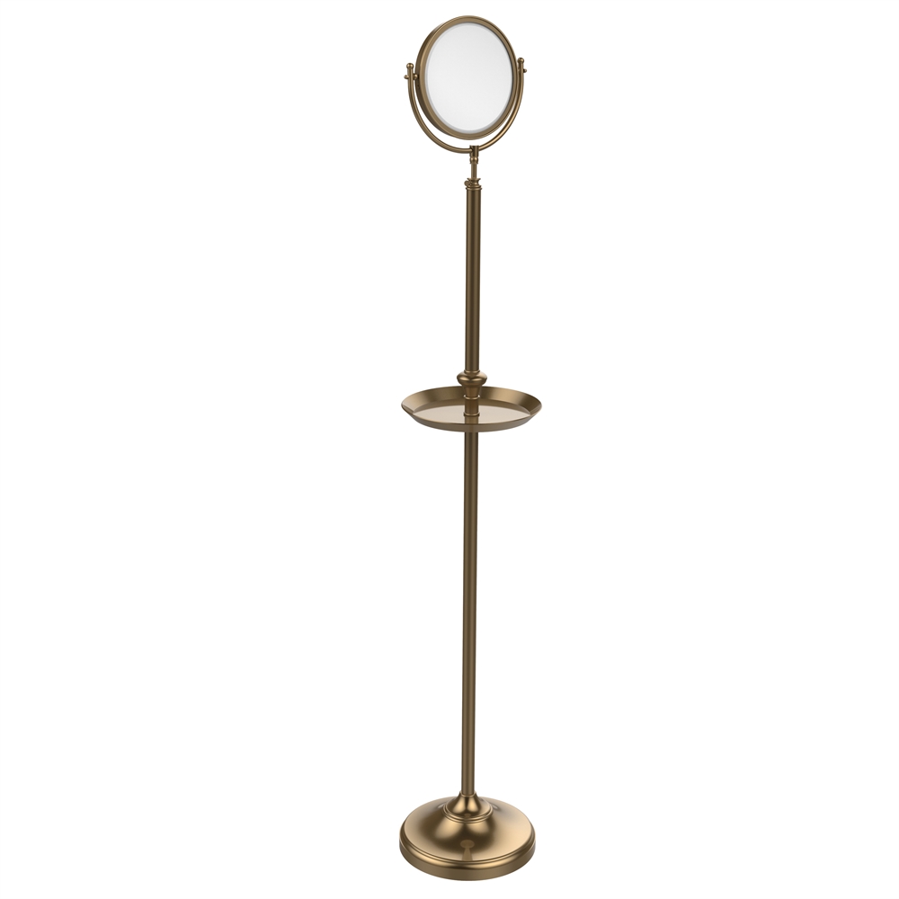 DMF-3/5X-BBR Floor Standing Make-Up Mirror Inch Diameter with 5X  Magnification and Shaving Tray, Brushed Bronze