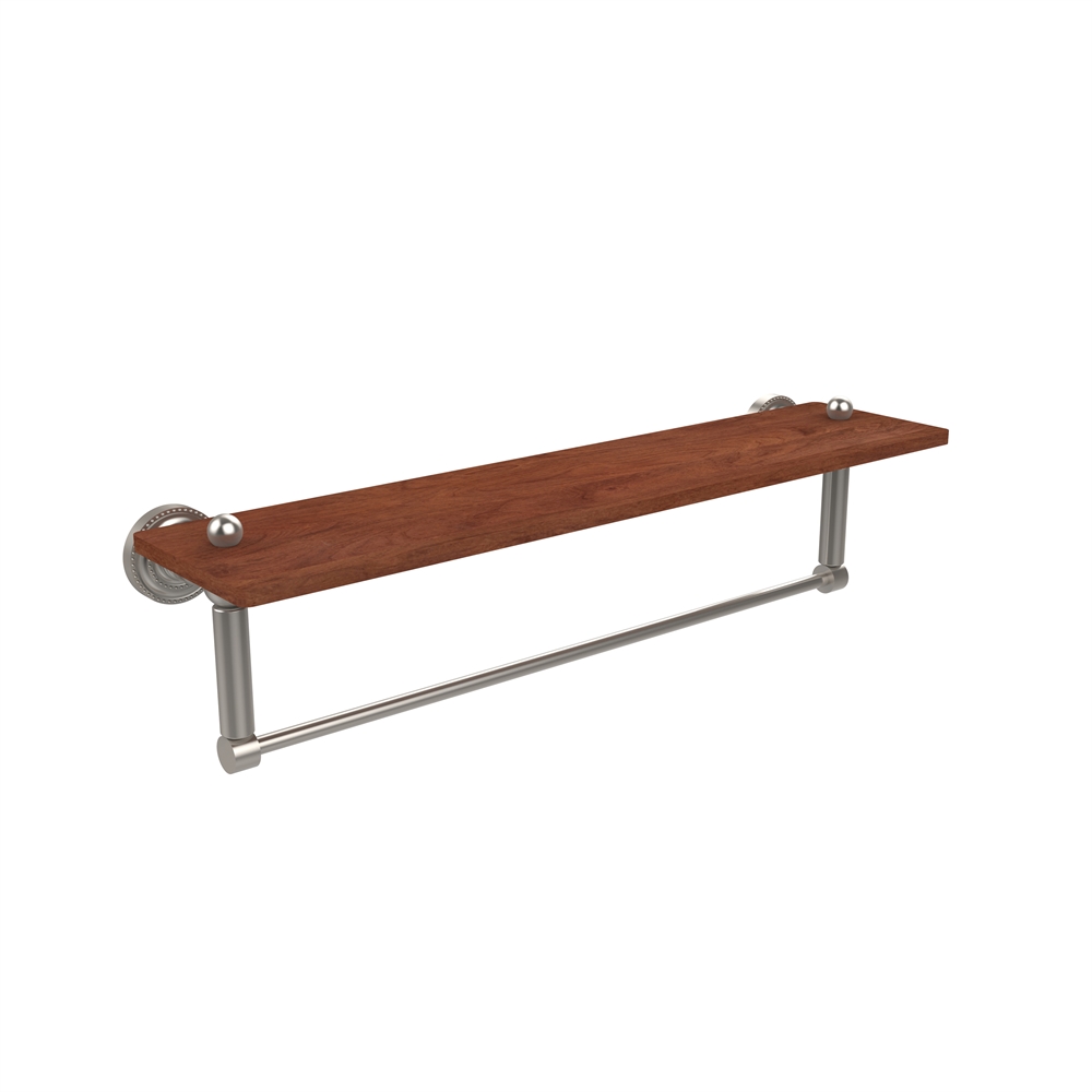 DT-1TB-22-IRW-SN Dottingham Collection 22 Inch Solid IPE Ironwood Shelf with Integrated Towel Bar, Satin Nickel. Picture 1