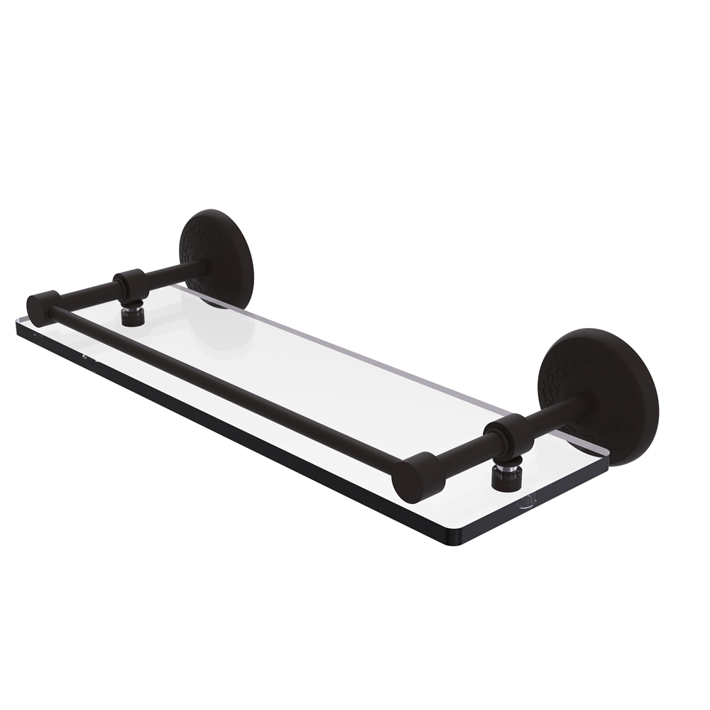 MC-1/16-GAL-ORB Monte Carlo 16 Inch Tempered Glass Shelf with Gallery Rail,  Oil Rubbed Bronze