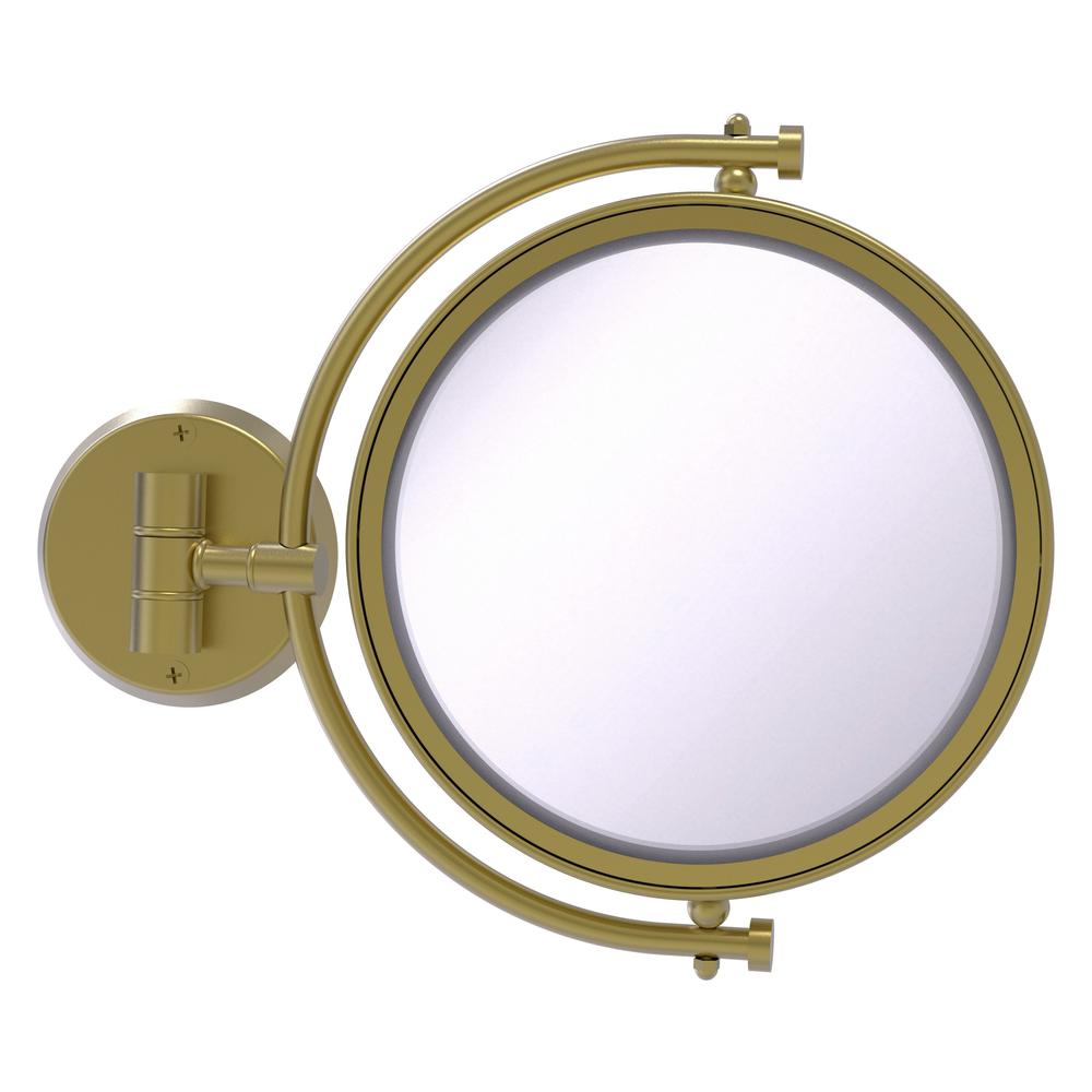 WM-4/2X-SBR Inch Wall Mounted Make-Up Mirror 2X Magnification, Satin Brass