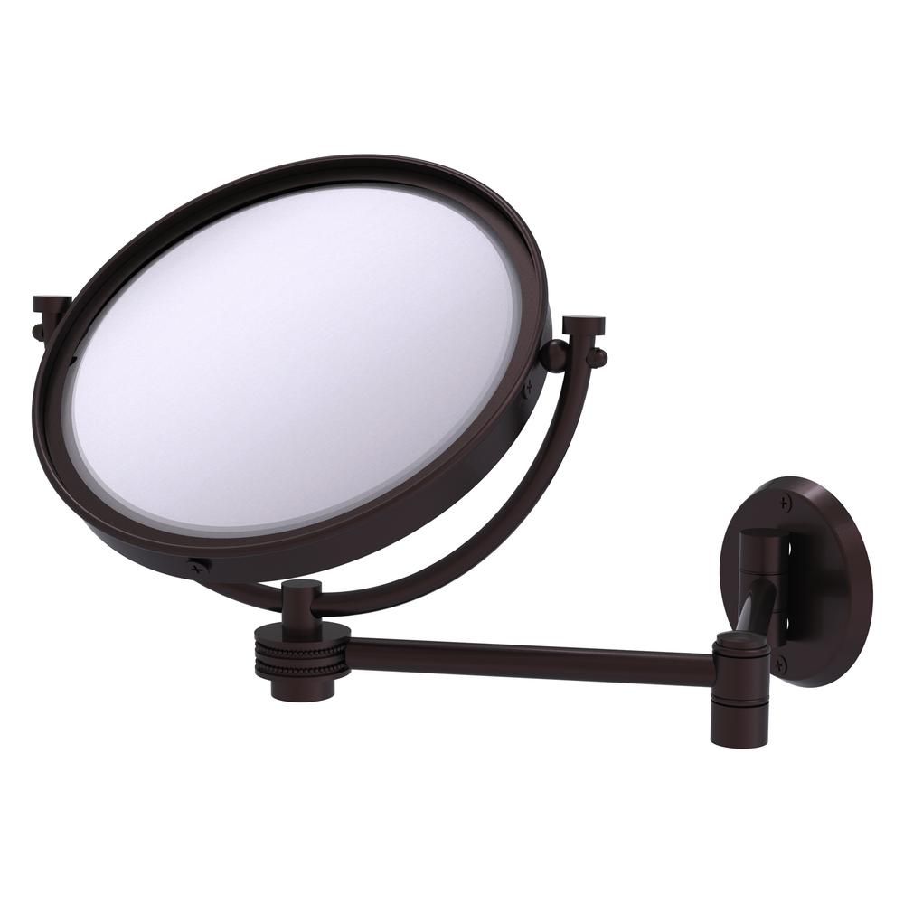 WM-6D/2X-ABZ Inch Wall Mounted Extending Make-Up Mirror 2X Magnification  with Dotted Accent, Antique Bronze