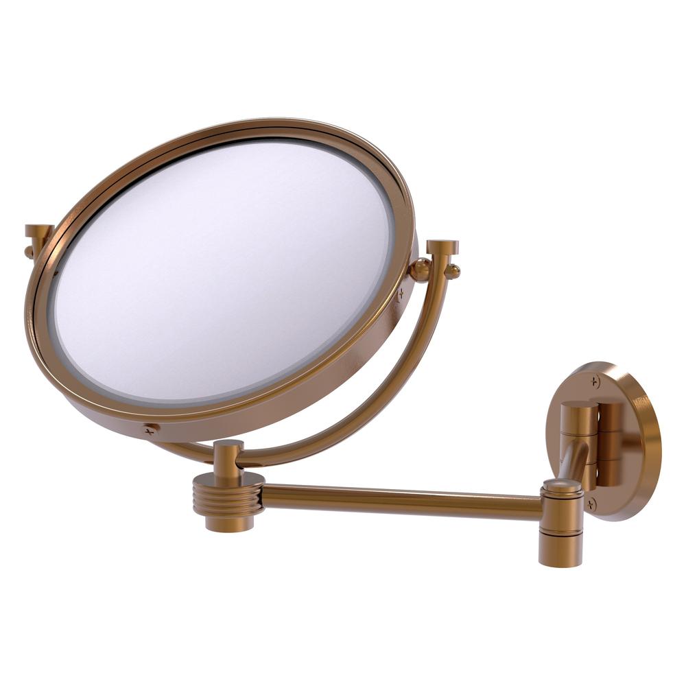 WM-6G/5X-BBR Inch Wall Mounted Extending Make-Up Mirror 5X Magnification  with Groovy Accent, Brushed Bronze
