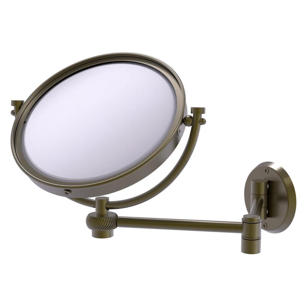 WM-6T/4X-ABR Inch Wall Mounted Extending Make-Up Mirror 4X Magnification  with Twist Accent, Antique Brass