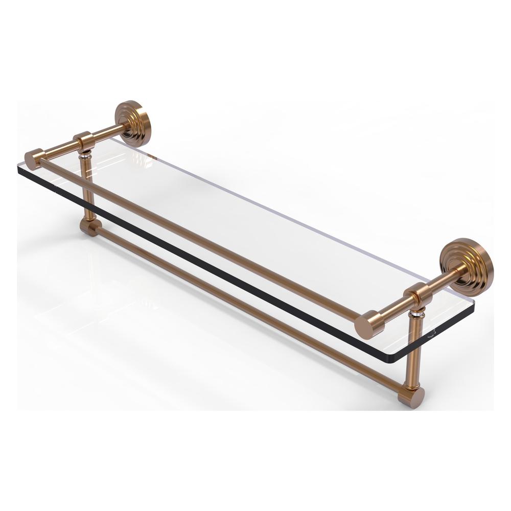 WP-1TB/22-GAL-BBR 22 Inch Gallery Glass Shelf with Towel Bar, Brushed Bronze