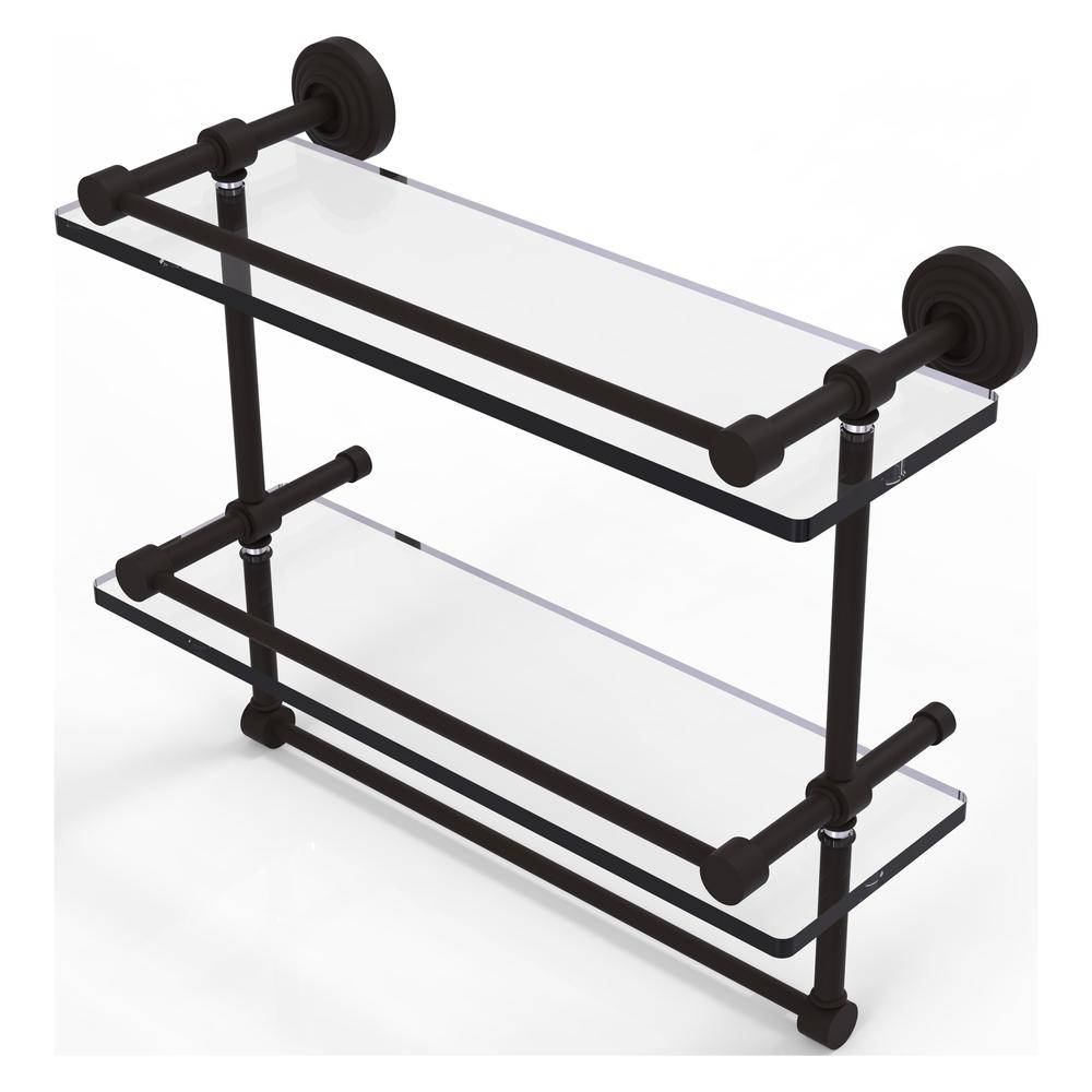 WP-2TB/16-GAL-ORB 16 Inch Gallery Double Glass Shelf with Towel Bar, Oil  Rubbed Bronze
