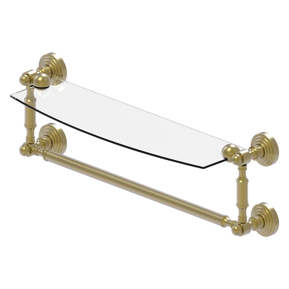 WP-33TB/18-SBR Waverly Place Collection 18 Inch Glass Vanity Shelf with  Integrated Towel Bar, Satin Brass