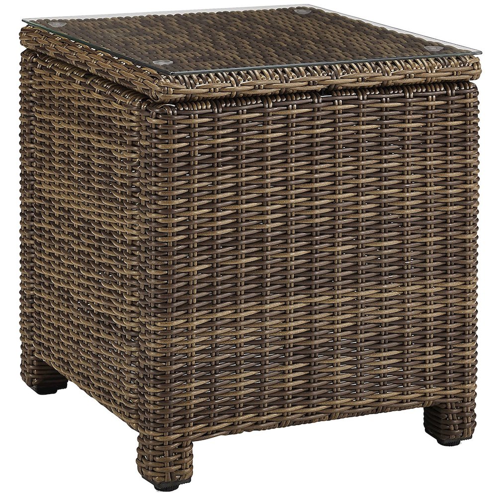 Bradenton Outdoor Wicker Rectangular Side Table Weathered Brown. Picture 1