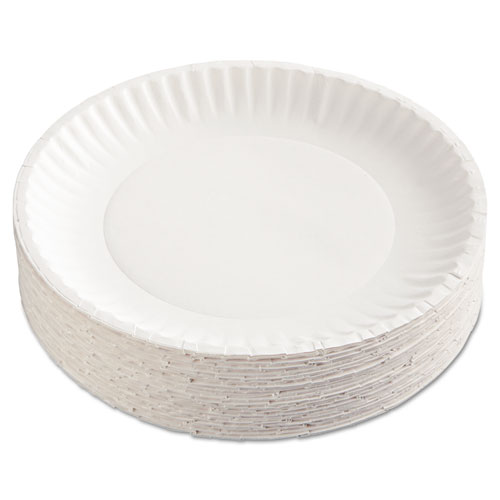 Gold Label Coated Paper Plates, 9" dia, White, 100/Pack, 10 Packs/Carton. Picture 1