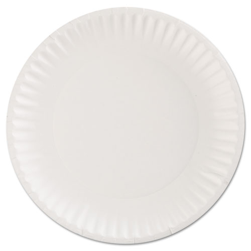 Paper Plates, 9" dia, White, 100/Pack, 12 Packs/Carton. Picture 3