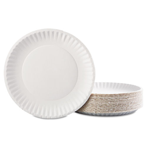 Paper Plates, 9" dia, White, 100/Pack, 12 Packs/Carton. Picture 4